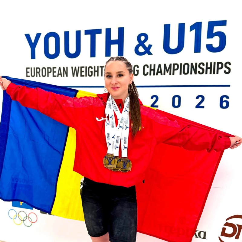 Botoșăneanca Maia este triplă campioană continentală la Campionatul de Haltere din Kosovo!