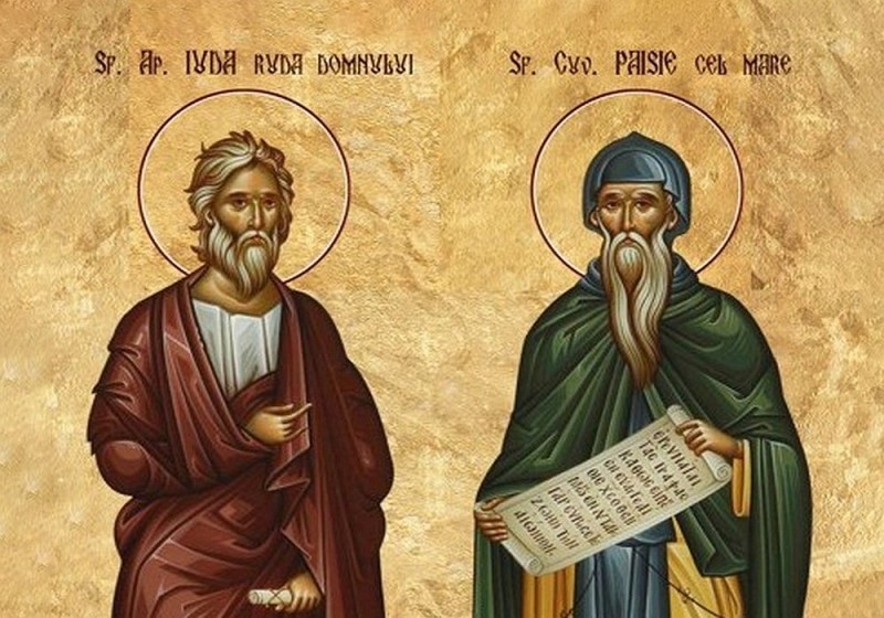 Calendar Ortodox: Sfântul Apostol Iuda, rudenia Domnului; Sfântul Cuvios Paisie cel Mare
