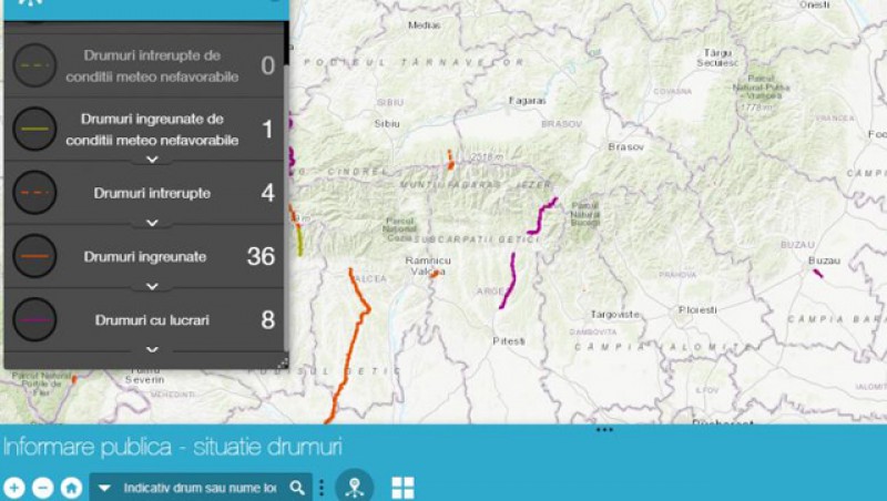 CNAIR a lansat o hartă online în care șoferii pot vedea starea drumurilor naţionale din România în timp real 