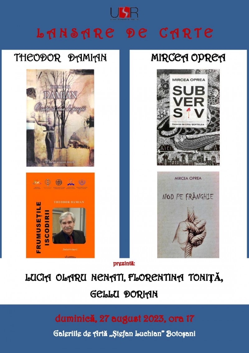 Dublă lansare de carte la Galeriile de Artă: Theodor Damian și Mircea Oprea