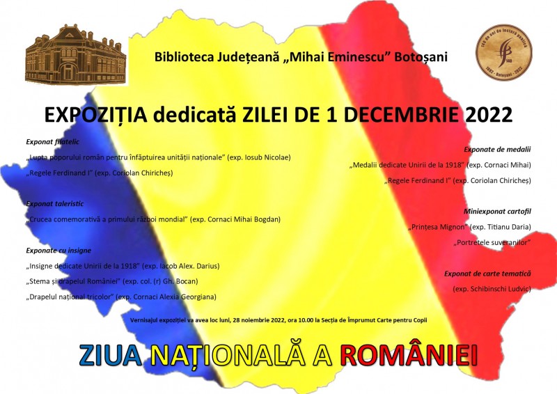 Expoziţie dedicată Zilei Naționale a României la Biblioteca Județeană