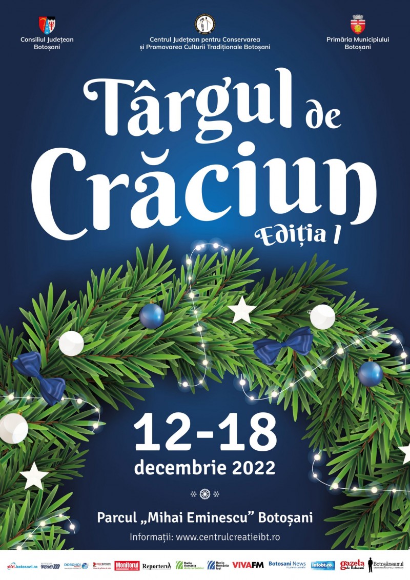 Luni debutează prima ediție a Târgului de Crăciun la Botoșani