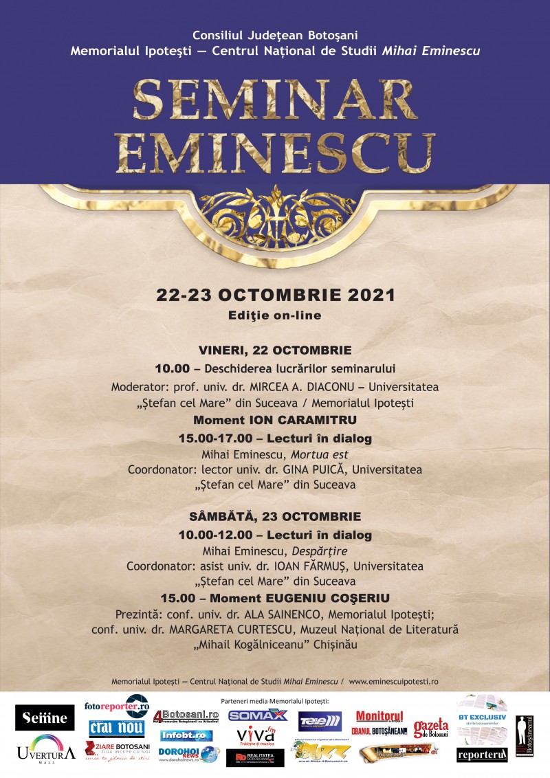 Memorialul din Ipotești organizează ediția a VIII-a a Seminarului „Eminescu”