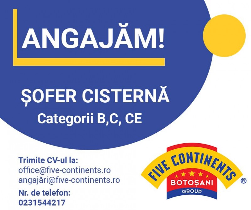 (P) Five Continents Group Botoșani te așteaptă în echipa sa!